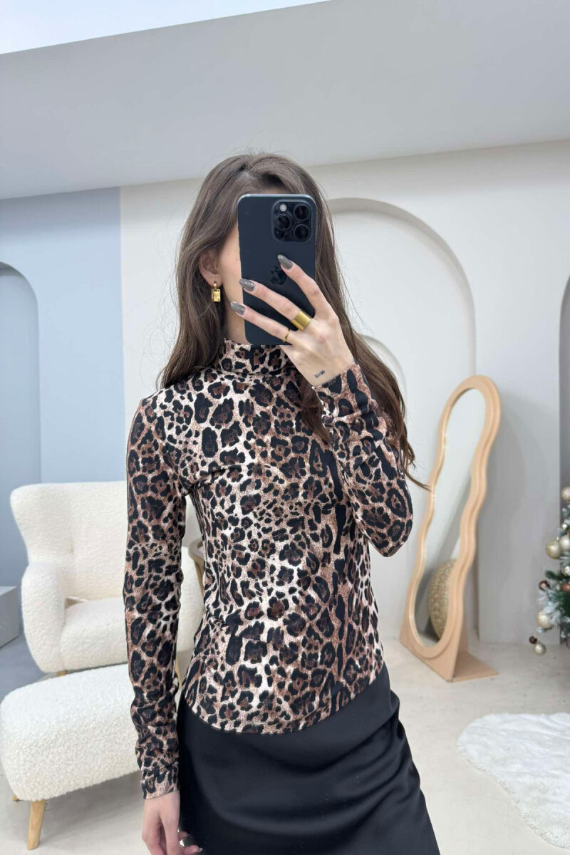 LEO DESIGN HIGH NECK WOMEN SWEATSHIRT LEO/LEOPARD - 6