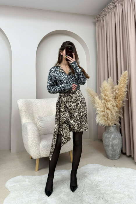 LEO DESIGN LACING DETAIL WOMEN DRESS LEO/LEOPARD - 1