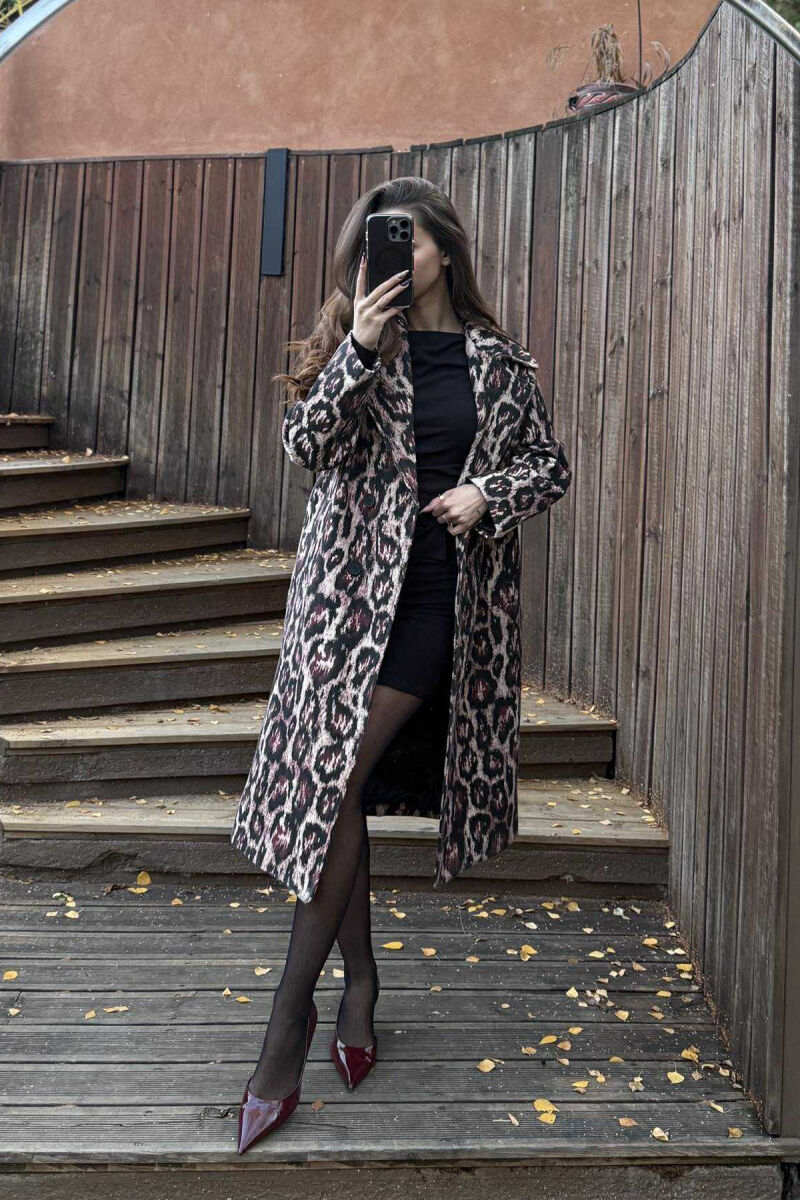 LEO DESIGN LONG WOMEN COAT BURGUNDY/VISHNJE - 3