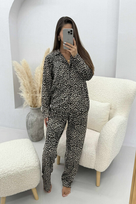 PIZHAMA ME DIZAJN LEOPRAD BLUZË+PANTALLONA PËR FEMRA - KLAUDIO FASHION