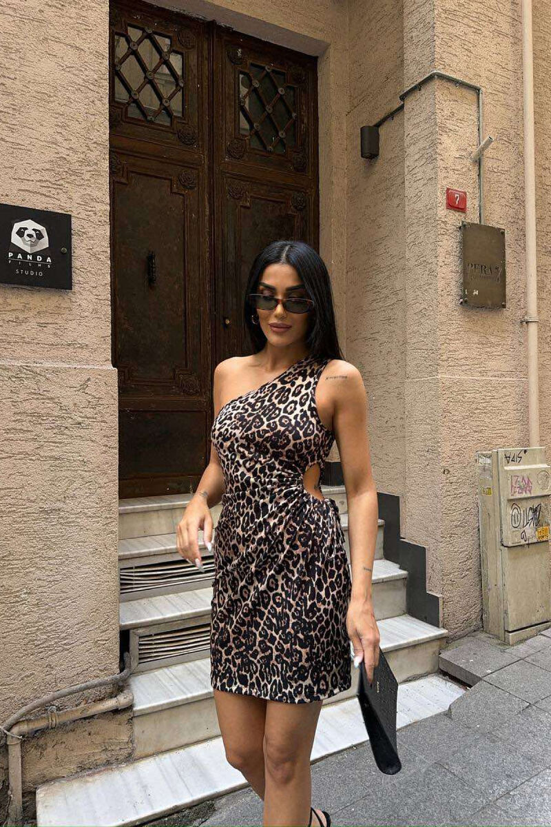 LEO DESIGN SHORT WOMEN DRESS LEO/LEOPARD - 1