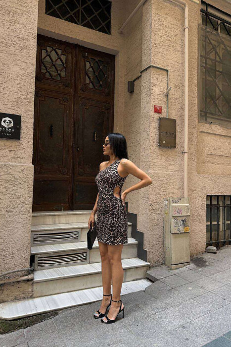 LEO DESIGN SHORT WOMEN DRESS LEO/LEOPARD - 4