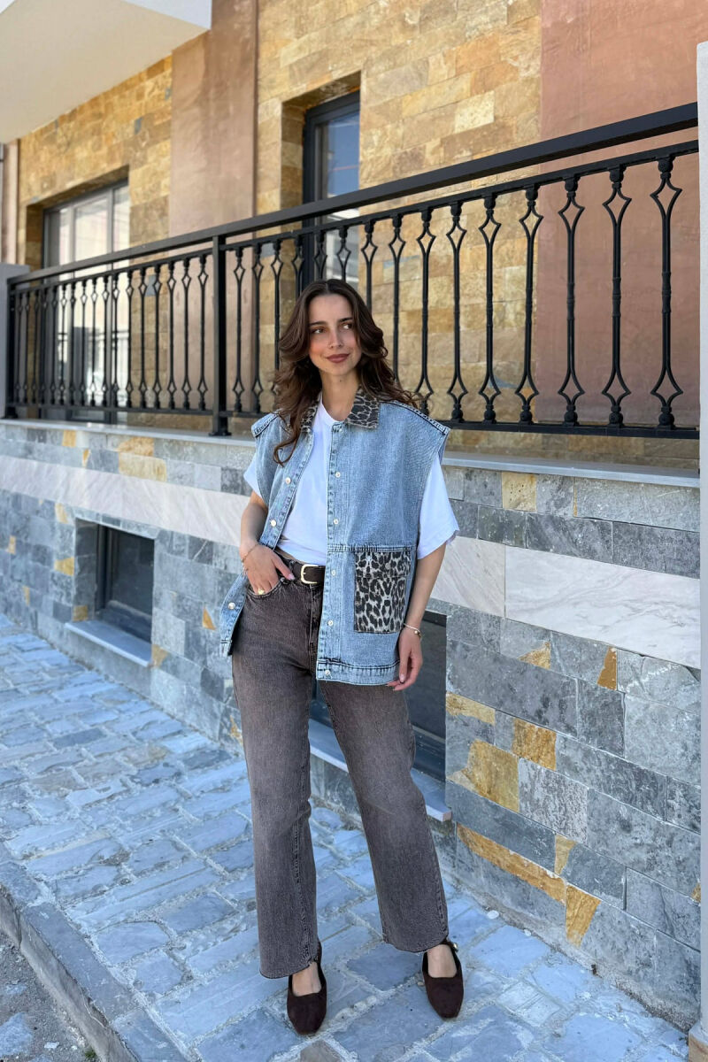 LEO DETAILS DENIM WOMAN VEST LIGHTBLUE/BZ - 4