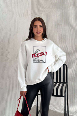 LEO FRONT IMAGE WOMEN SWEATSHIRT WHITE-E BARDHE 