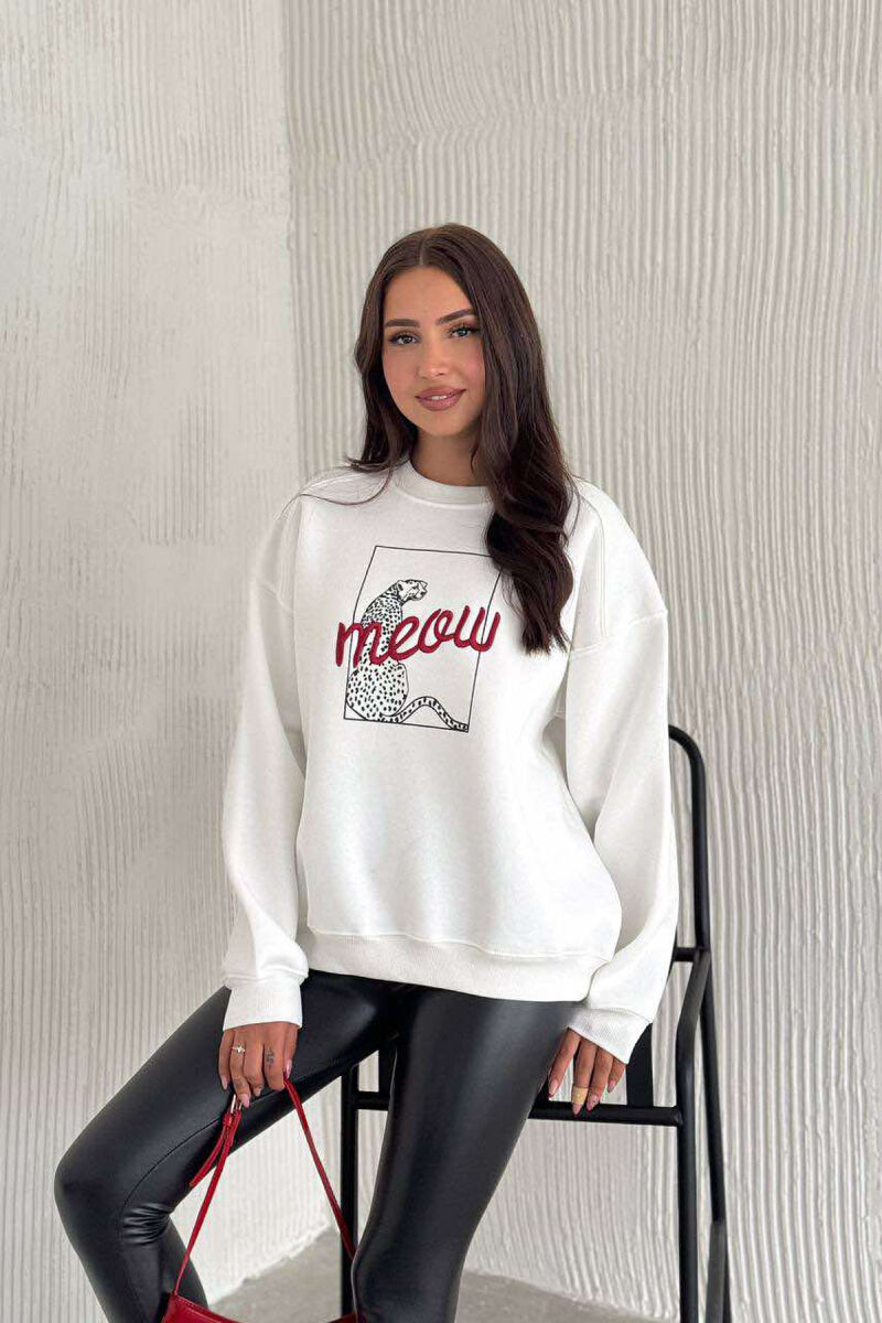 LEO FRONT IMAGE WOMEN SWEATSHIRT WHITE-E BARDHE - 2