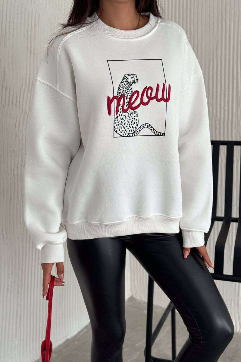 LEO FRONT IMAGE WOMEN SWEATSHIRT WHITE-E BARDHE - 3