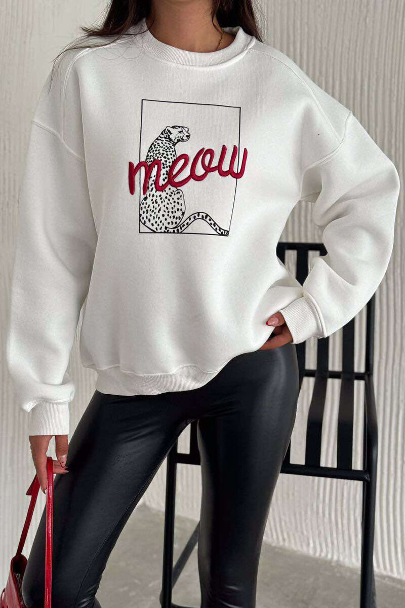 LEO FRONT IMAGE WOMEN SWEATSHIRT WHITE-E BARDHE - 4