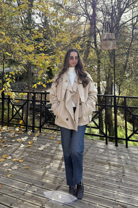 LEO PRINTS BELT DETAIL WOMEN JACKET BEIGE/BEZHE - 4