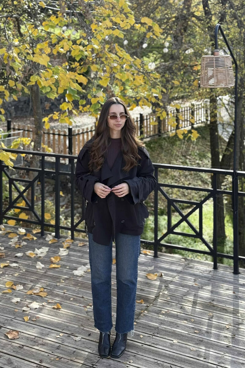 LEO PRINTS BELT DETAIL WOMEN JACKET BLACK/ E ZEZE - 1