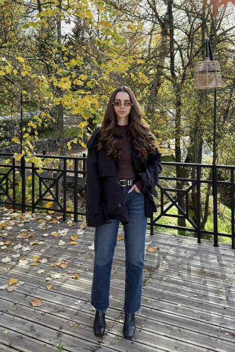 LEO PRINTS BELT DETAIL WOMEN JACKET BLACK/ E ZEZE - 4