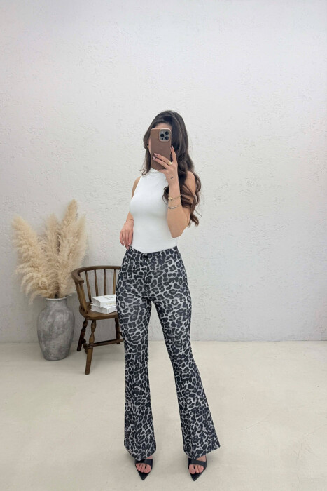 LEO PRINTS COWBOY WOMAN TROUSERS DARK GREY/GEE 