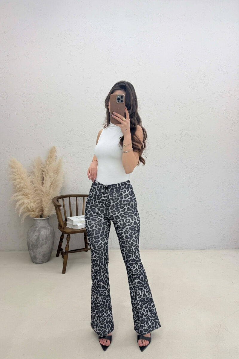 LEO PRINTS COWBOY WOMAN TROUSERS DARK GREY/GEE - 1