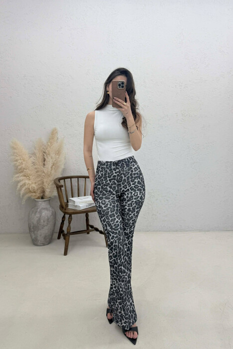 LEO PRINTS COWBOY WOMAN TROUSERS DARK GREY/GEE - 4