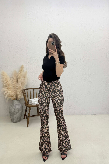 LEO PRINTS COWBOY WOMAN TROUSERS LEO/LEOPARD - 1