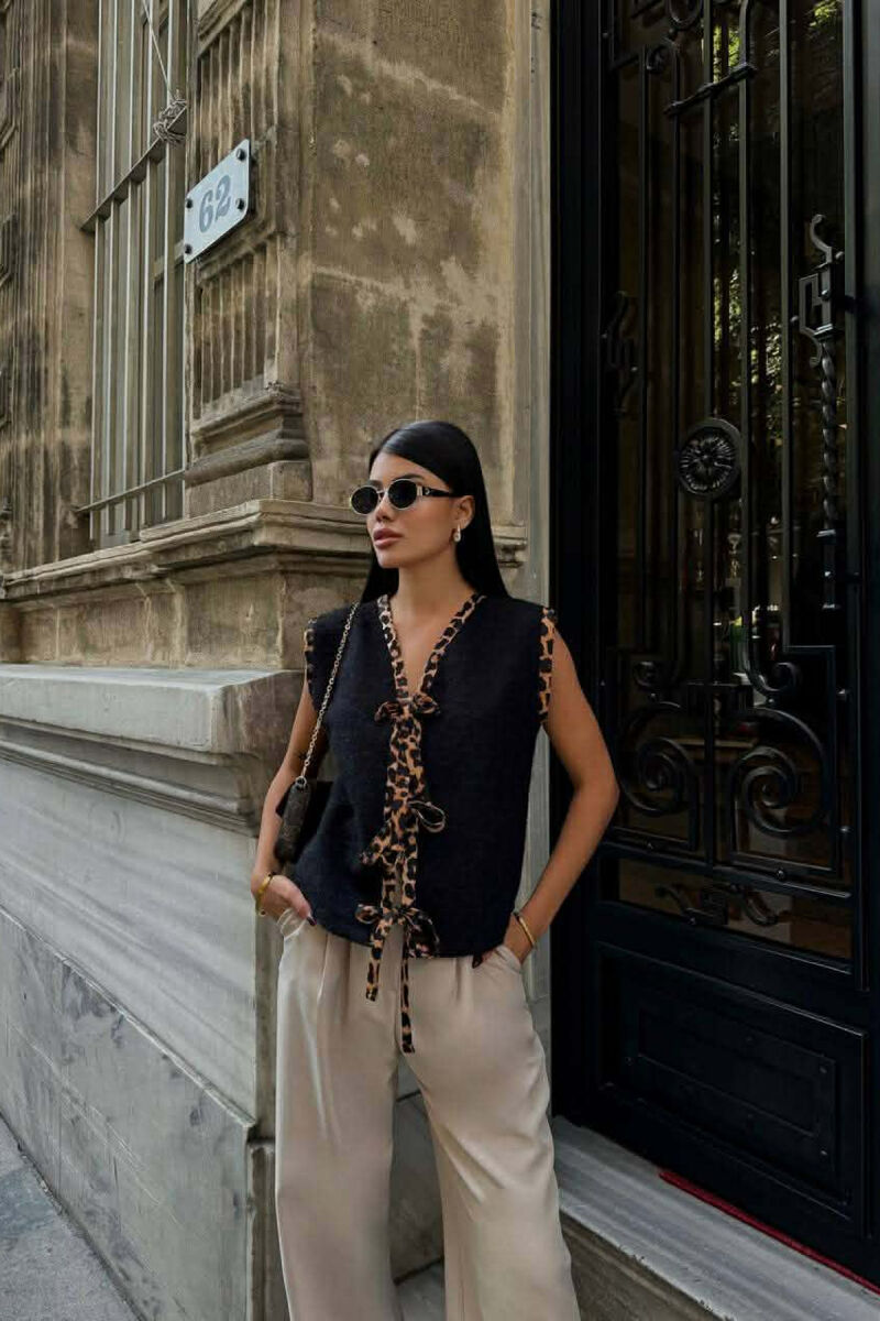 LEO PRINTS LACINGS WOOL WOMEN VEST BLACK/ E ZEZE - 4