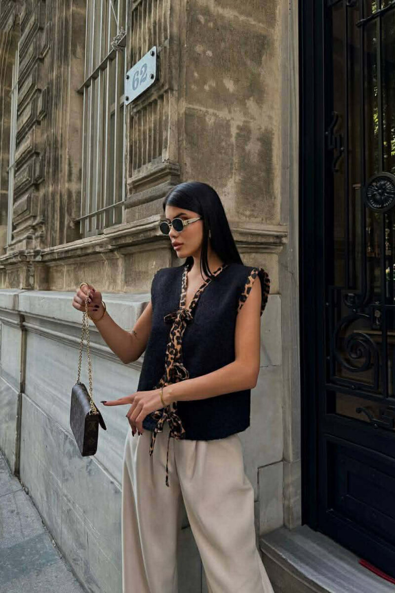 LEO PRINTS LACINGS WOOL WOMEN VEST BLACK/ E ZEZE - 5