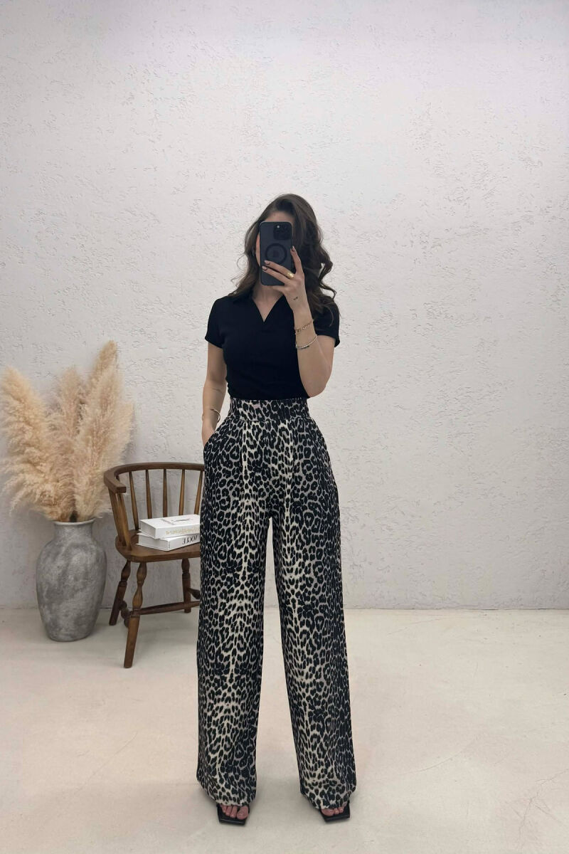 LEO PRINTS WOMAN TROUSERS BLACK/ E ZEZE - 1