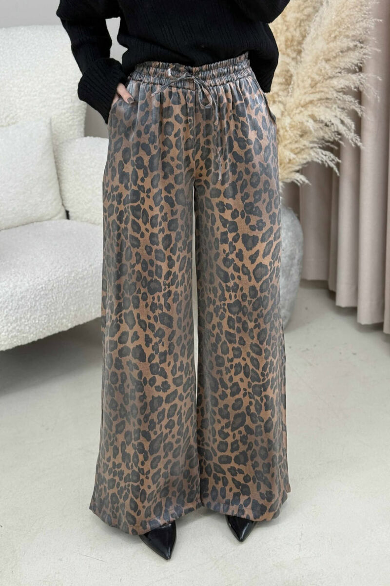 LEO SHINNY ELASTIC WAIST WOMEN TROUSERS LEO/LEOPARD - 4