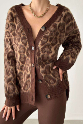 LEOPARD PRINT WOMEN CARDIGAN BROWN/KAFE 