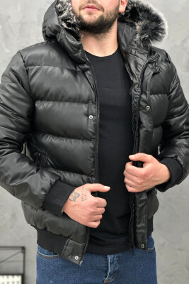 LETHER PUFFER JACKET MEN BLACK/ E ZEZE 