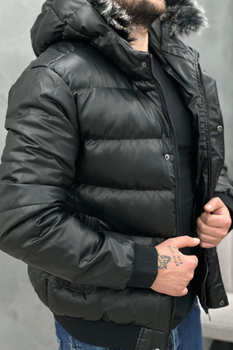 LETHER PUFFER JACKET MEN BLACK/ E ZEZE - 2