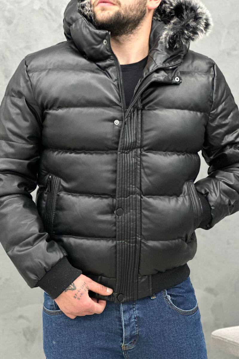 LETHER PUFFER JACKET MEN BLACK/ E ZEZE - 3