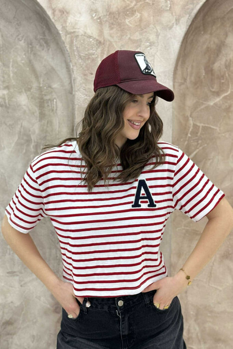 LETTER A LOGO STRIPE WOMEN T-SHIRT RED/E KUQE 