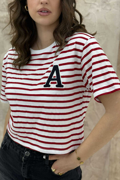 LETTER A LOGO STRIPE WOMEN T-SHIRT RED/E KUQE - 2