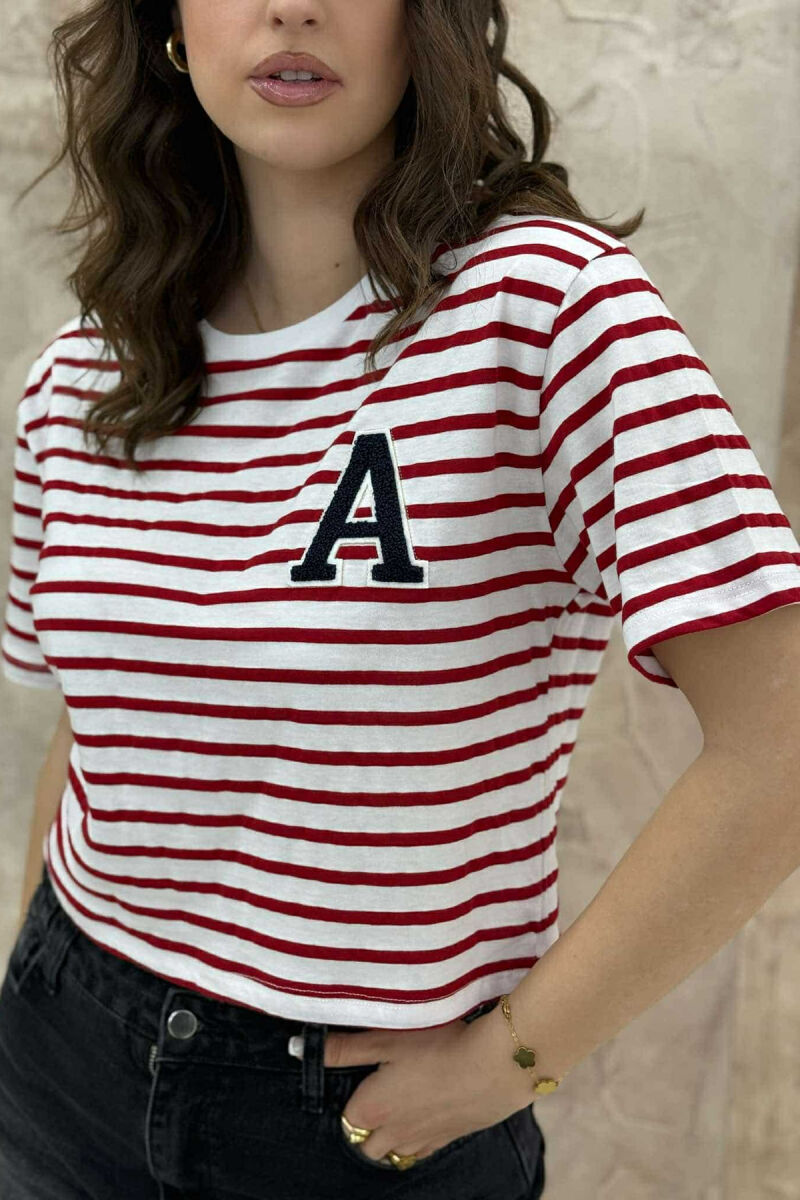 LETTER A LOGO STRIPE WOMEN T-SHIRT RED/E KUQE - 2