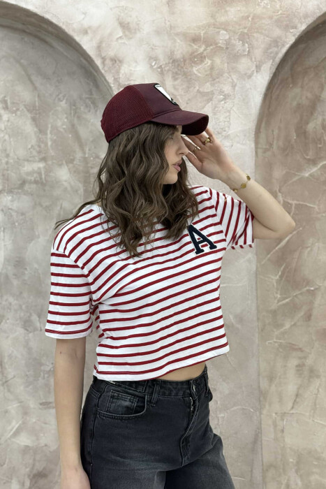 LETTER A LOGO STRIPE WOMEN T-SHIRT RED/E KUQE - 3