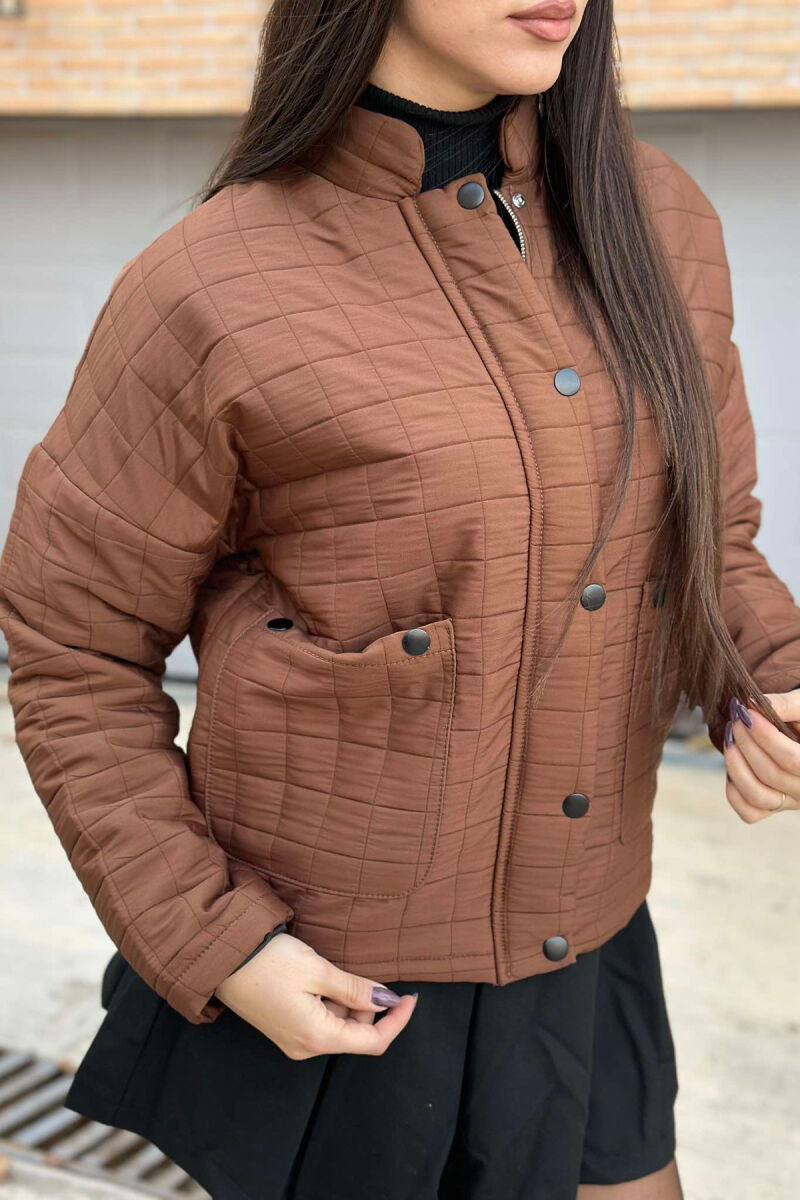 LIGHT ONE COLOR WOMEN JACKET BROWN/KAFE - 4