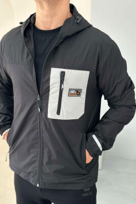 LIGHT RAINY ONE COLOR MEN JACKET BLACK/ E ZEZE 