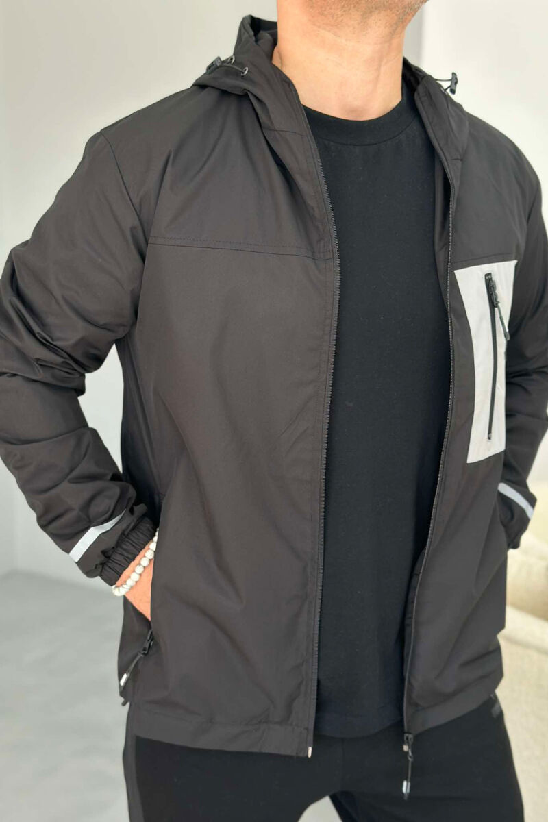 LIGHT RAINY ONE COLOR MEN JACKET BLACK/ E ZEZE - 2