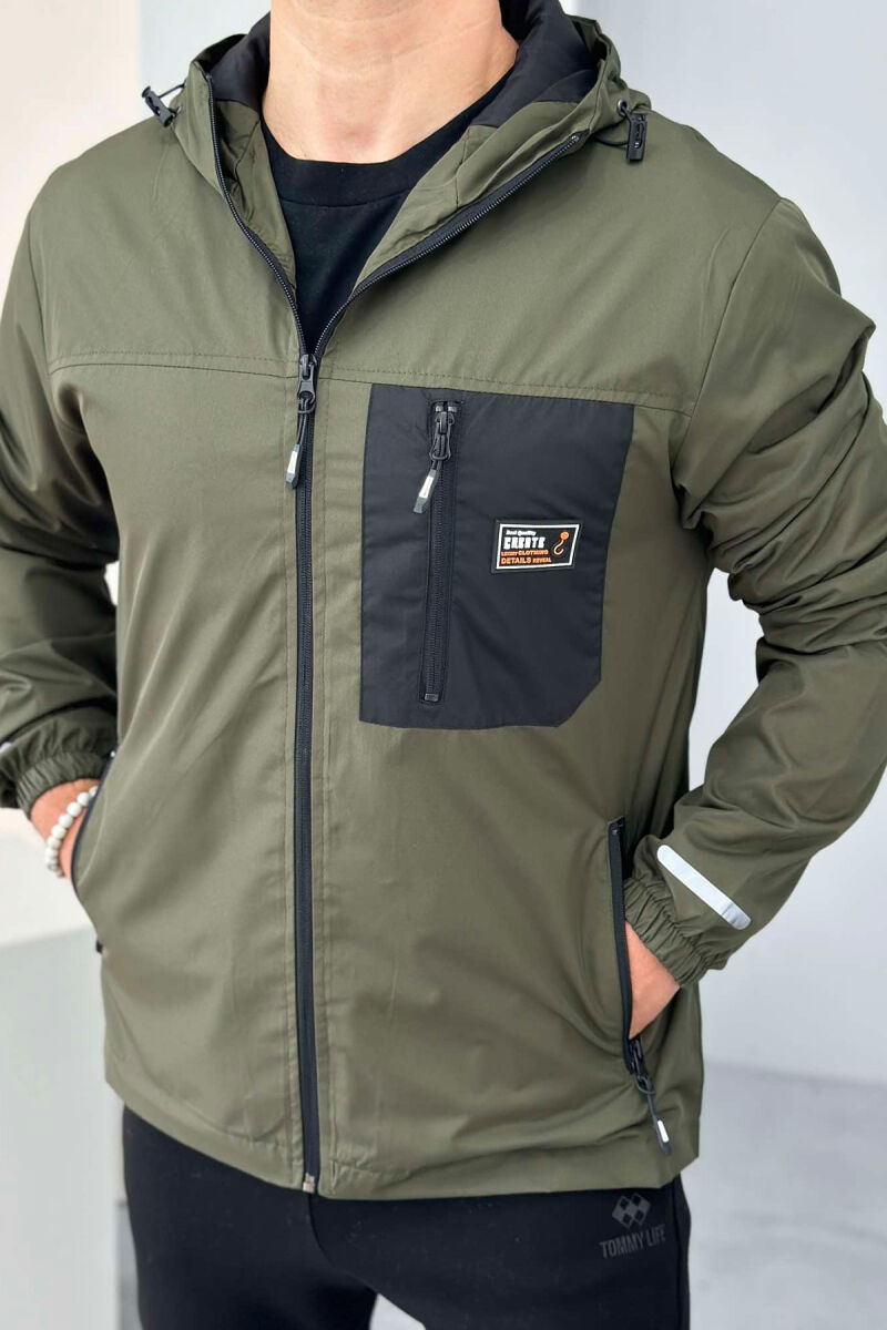 LIGHT RAINY ONE COLOR MEN JACKET DARK GREEN/JEE - 1