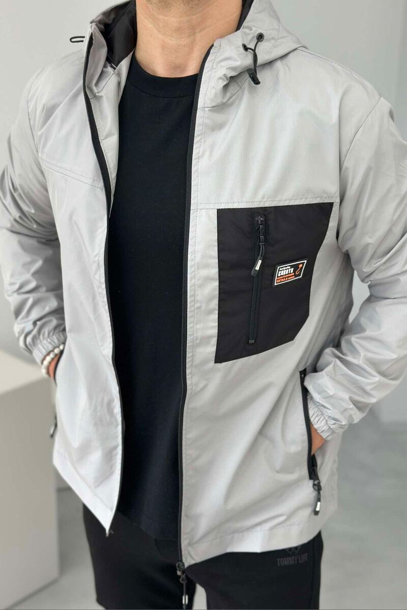 LIGHT RAINY ONE COLOR MEN JACKET GREY/GRI - 3