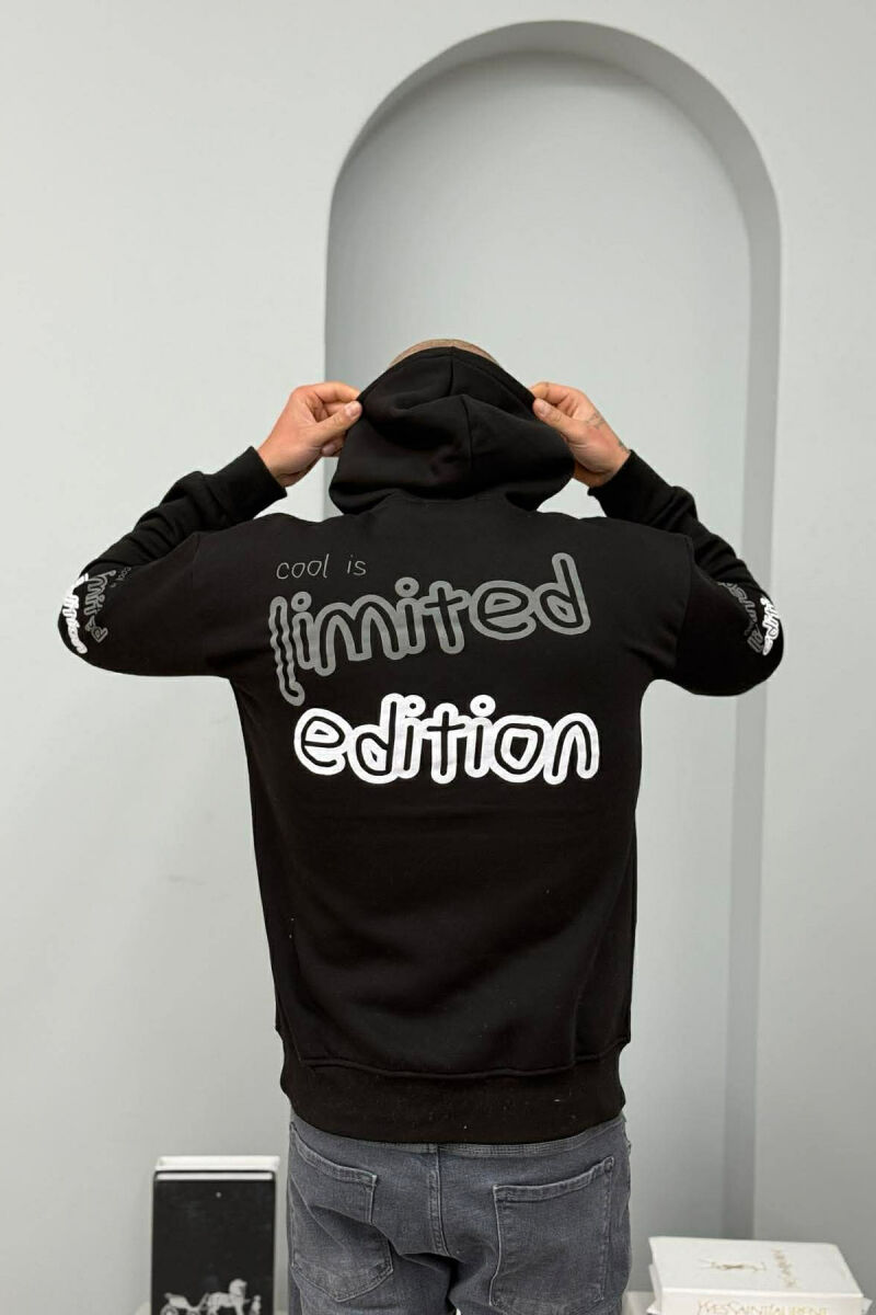 LIMITED EDITION WRITTING FLUFFY MEN HOODIE BLACK/ E ZEZE - 5