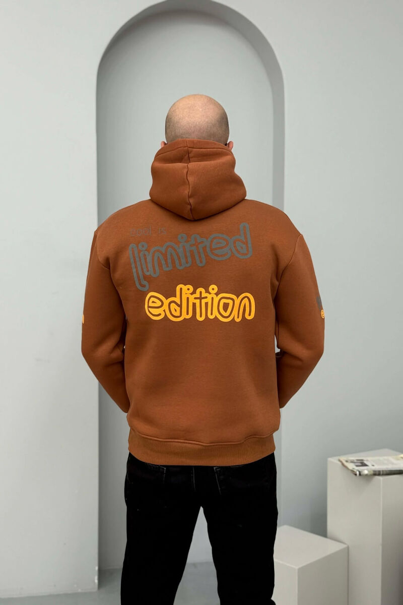 LIMITED EDITION WRITTING FLUFFY MEN HOODIE BROWN/KAFE - 5