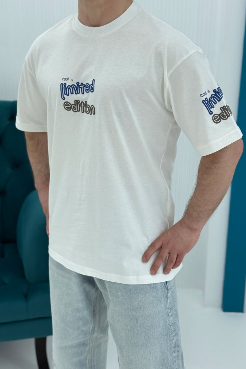 LIMITED EDITION WRITTING MEN T-SHIRT WHITE-E BARDHE - 1