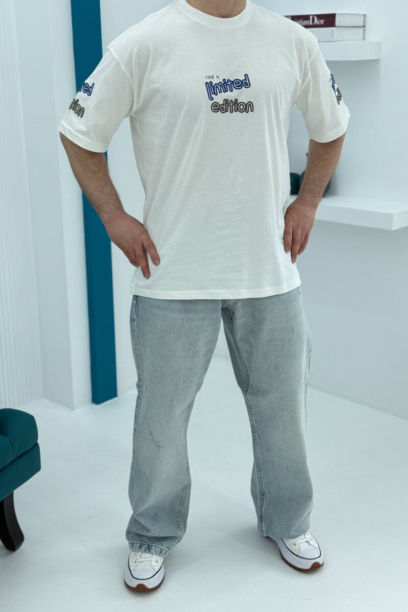 LIMITED EDITION WRITTING MEN T-SHIRT WHITE-E BARDHE - 2