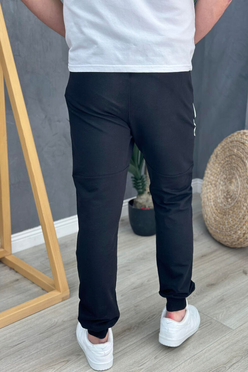 LINE SIMPLE ONE COLOR MEN SWEATPANTS BLACK/ E ZEZE - 3