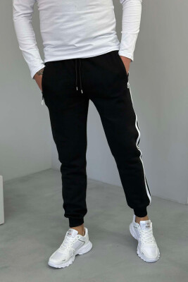 STRIPED FLUFFY MEN SWEATPANTS BLACK/ E ZEZE 