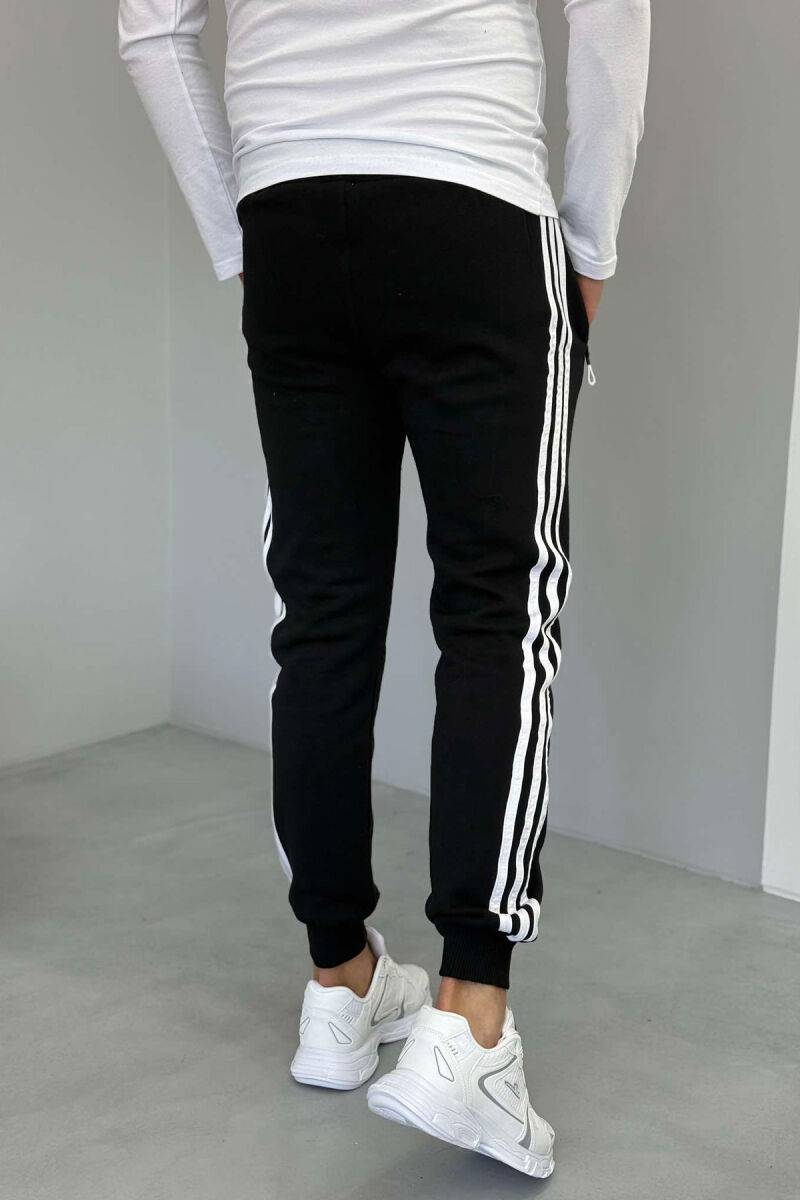 STRIPED FLUFFY MEN SWEATPANTS BLACK/ E ZEZE - 2