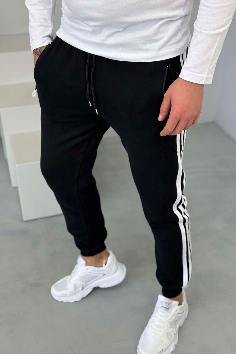 STRIPED FLUFFY MEN SWEATPANTS BLACK/ E ZEZE - 3