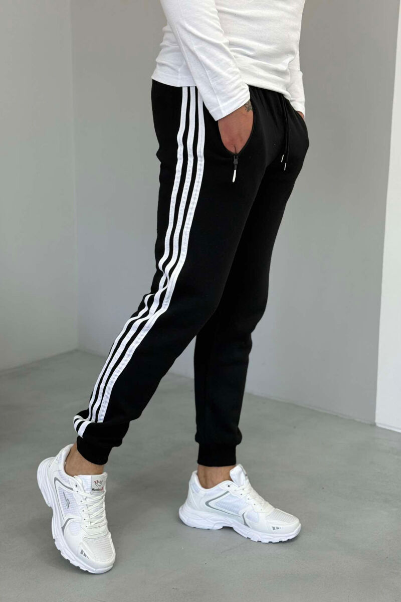 STRIPED FLUFFY MEN SWEATPANTS BLACK/ E ZEZE - 5