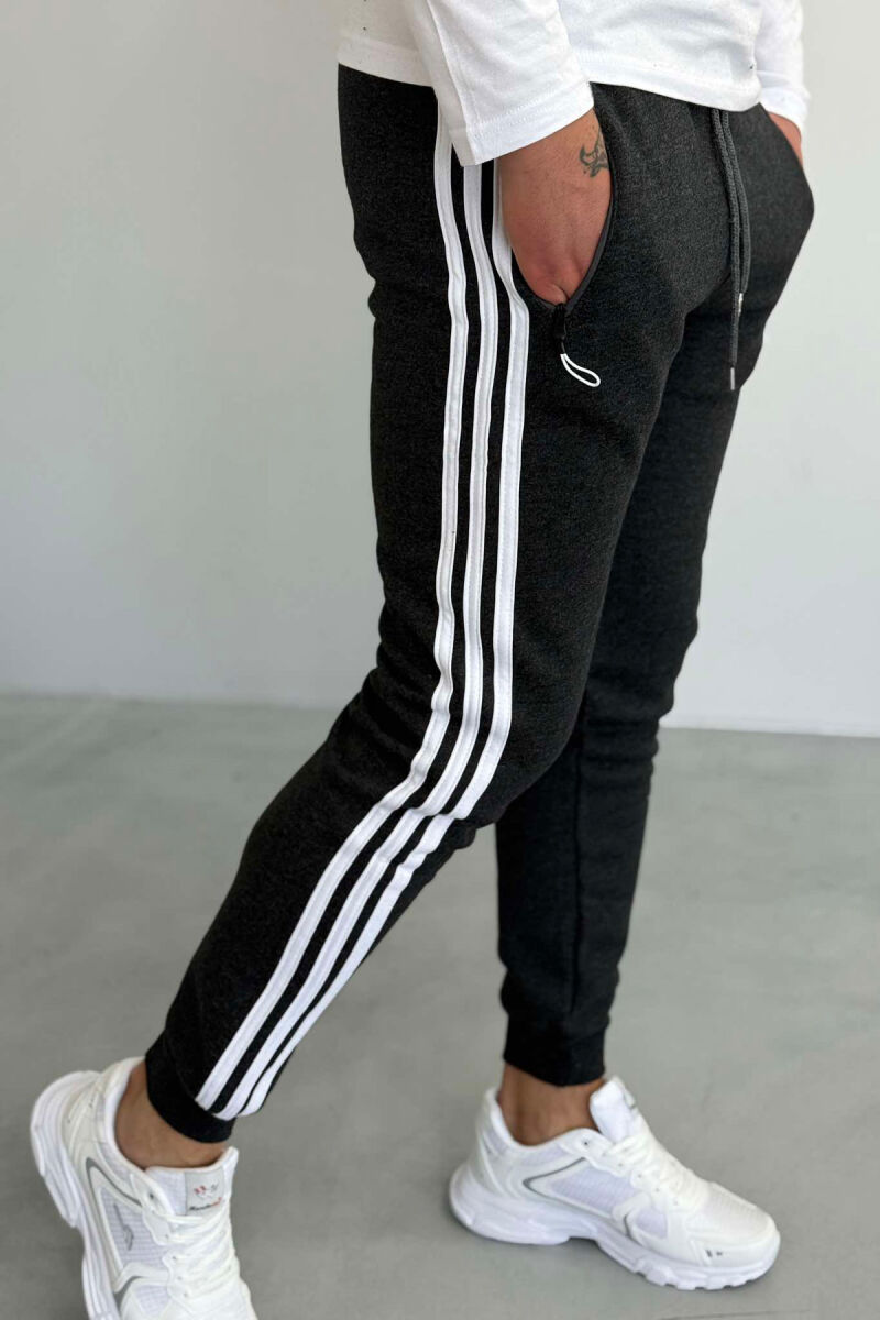 STRIPED FLUFFY MEN SWEATPANTS DARK GREY/GEE - 2