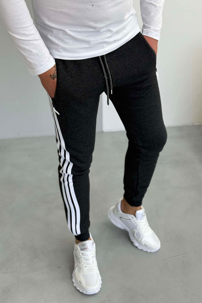 STRIPED FLUFFY MEN SWEATPANTS DARK GREY/GEE - 3