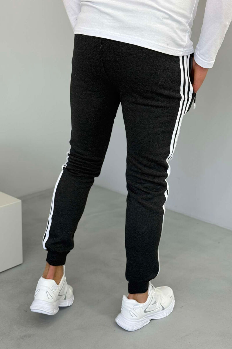 STRIPED FLUFFY MEN SWEATPANTS DARK GREY/GEE - 4