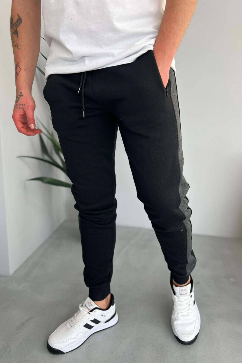 LINED FLUFFY MEN SWEATPANTS BLACK/ E ZEZE - 1