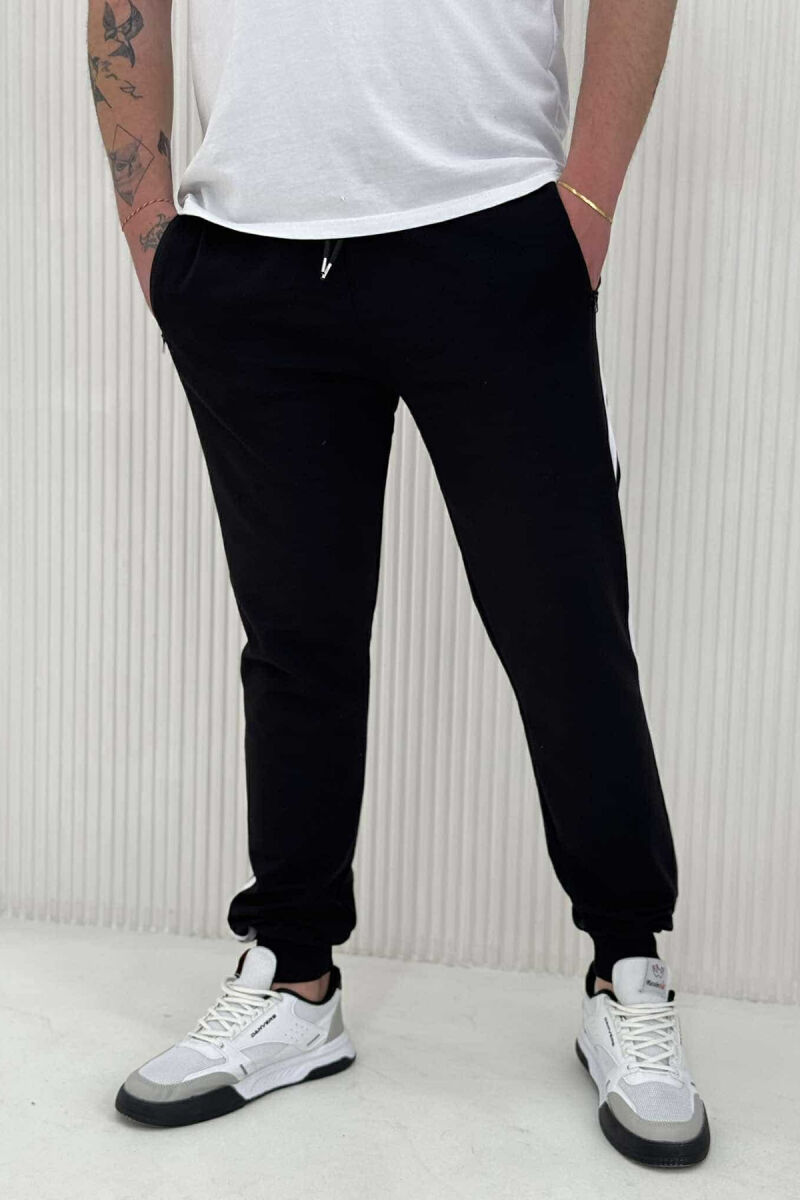 LINED SIMPLE MEN SWEATPANTS BLACK/ E ZEZE - 1