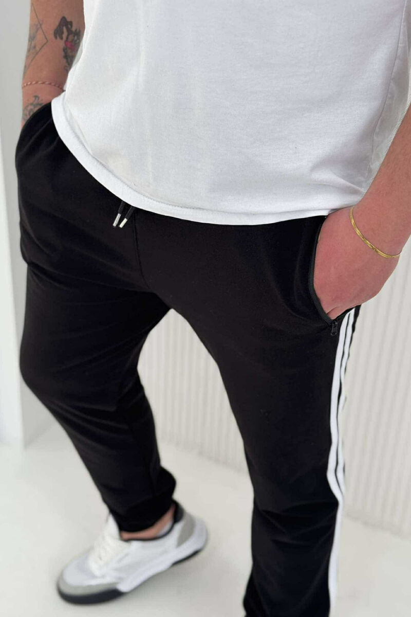 LINED SIMPLE MEN SWEATPANTS BLACK/ E ZEZE - 3
